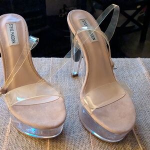 Steve Madden Clear  and Nude Platform Women's Heels